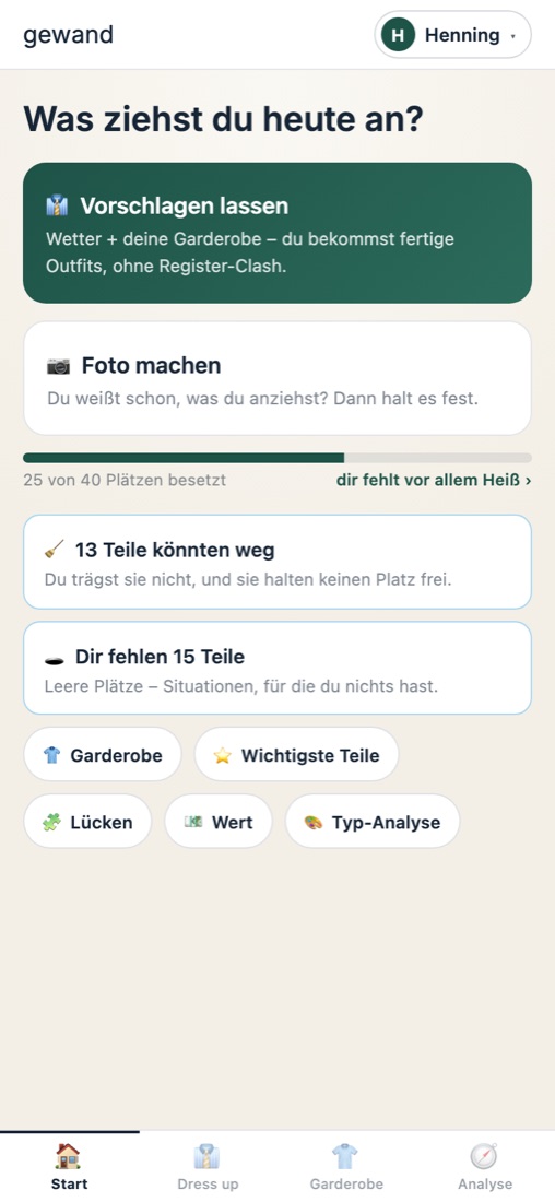 Startseite mit besetzten Plätzen